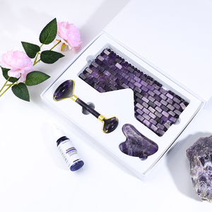 Rosa quarzo giada rullo Guasha maschera <span class=keywords><strong>viso</strong></span> Set Logo personalizzato <span class=keywords><strong>pietra</strong></span> di cristallo naturale rullo Gua Sha maschera massaggiatore maschera - Product Image 4