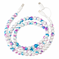 Câble de charge 3 en 1 FASHLINK avec perles colorées, style collier, cordon multi-connecteurs USB