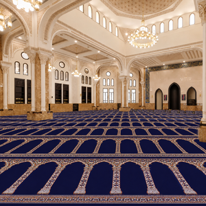 Tapis de prière de mosquée en polyester de haute qualité, antidérapant, à poils moyens, fabriqué à la machine, enroulable, pour usage commercial intérieur - Product Image 1