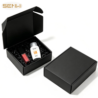 Boîte cadeau en carton ondulé noir avec logo personnalisé, laminage mat, recyclable, écologique, emballage pour cosmétiques, rouge à lèvres, soins de la peau