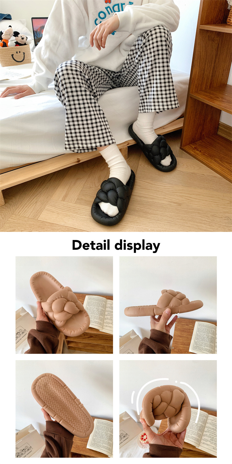 PVC Thick Soles Slippers Women Summer Woven Home Bathroom Couple Slides Sandals