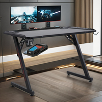 Bureau de jeu en fibre de carbone en forme de Z GFRUN GF-D10 avec éclairage LED RVB 8 couleurs, cadre en acier, épaisseur 1,8 cm, porte-gobelet ABS écologique et durable