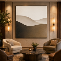 Peinture à l'huile abstraite texturée aux tons terreux, marron beige, minimaliste, sur toile, art mural suspendu, taille personnalisée pour la décoration d'hôtels et de maisons