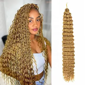 Wholesale Synthetic Crochet Braid 32In 100g Long Deep Wave Bulk Hair Twist Braiding Hair For Women
