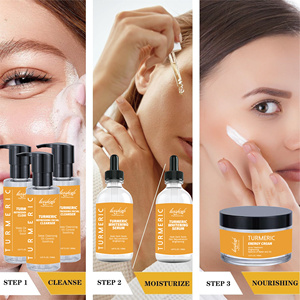Kit Cuidados Com A Pele Natural Set Private Label Iluminamento Lightening Umidade Cúrcuma 4in1 Facial Cleaner Toner Soro e Creme - Product Image 6