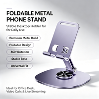 Support universel pour téléphone et tablette, support de bureau robuste en alliage d'aluminium, rotation à 360°, pliable, réglable en hauteur