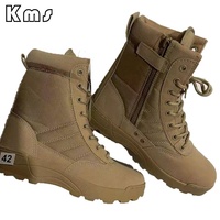 Bottes tactiques KMS Custom Professional Canvas Outdoor Khaki Hiking imperméables, respirantes, antidérapantes, en cuir véritable, pour le désert.