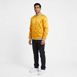 Custom Winter Front Breathable Stand Varsity <b>Jacket</b> <b>Men</b> Wholesale <b>Baseball</b> Style 100% Cotton Sleeves Embroidered Letter Patches - Product Image 1