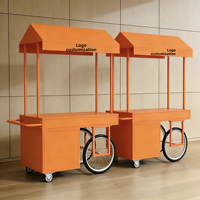 Chariot à café mobile de style vintage, chariot de nourriture de rue avec auvent pour kiosque de café