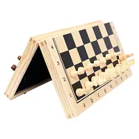 Taşınabilir seyahat staunton turnuva katlanır uluslararası ahşap manyetik satranç tahtası satranç oyunu kutu seti