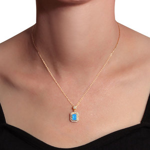 Collier <span class=keywords><strong>de</strong></span> luxe en diamant jaune artificiel, petit format, carré classique, pour usage quotidien, pour femme, cadeau d'anniversaire - Product Image 2