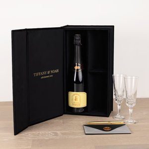Cajas de Regalo Vacías de Lujo en Terciopelo Negro con Logotipo en Lámina Dorada Personalizado, para Botellas de Champán, Whisky y Vino, Embalaje Rígido de Vidrio, Caja de Regalo de Gamuza - Product Image 1