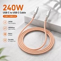 Câble USB C vers USB C tressé en nylon 1,2 m 240 W PD Charge rapide 5 A Câble de données USB 2.0 OEM ODM Petites commandes acceptées