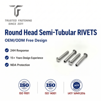 Rivets semi-tubulaires à tête ronde en acier TianFang pour la production de panneaux de protection de robots, finition oxyde noir, approvisionnement stable par lots