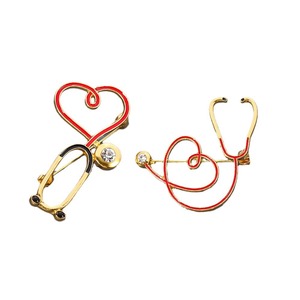 Broche de Geometria em Liga de Esmalte da Série Médica Europeia Americana, Estetoscópio, Eletrocardiograma, para Médicos e Enfermeiros - Product Image 5
