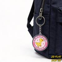 Portachiavi Certificato Yapper Duck, Paperella Gialla che Cacca su Cerchio Rosa, Divertente Accessorio per Amanti delle Chiacchiere, per Borse, Chiavi, Zaini