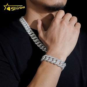 Chaîne cubaine de luxe en argent massif 925 de 18 mm avec moissanite VVS, testée au diamant, style hip-hop glacé - Product Image 3