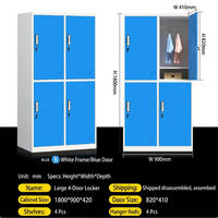 Casier métallique à 4 portes pour vestiaire, salle de sport, étudiants, employés, armoire de rangement en acier pour l'école