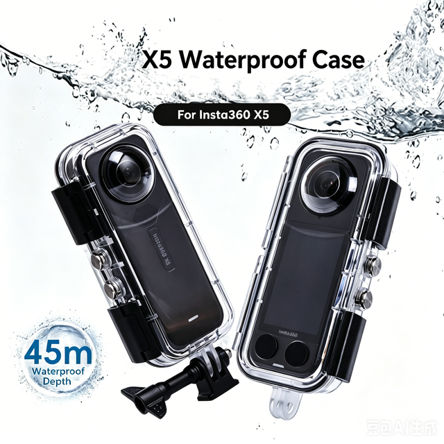 Waterproof Diving Case for Insta360 X5, Rainproof Protective Shell for Diving, Surfing and Cycling Action Camera Accessories