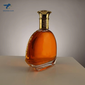 Botella de vidrio con tapa dorada, de alta gama, para Vodka, whisky, <span class=keywords><strong>Gin</strong></span> Brandy, venta de fábrica - Product Image 2