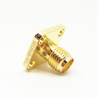 Conector RF de latón chapado en oro hembra SMA directo de fábrica con impedancia de 50Ω hasta 18Ghz y brida en varias formas