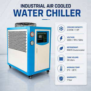 Refrigeratore d'Acqua Industriale Raffreddato ad Aria da 1HP 2.8KW per Macchine per Stampaggio a Iniezione, Raffreddamento Plastica - Produttore - Product Image 2