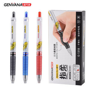 Genvana Vente directe en usine Stylo gel rétractable <span class=keywords><strong>Super</strong></span> Soft Grip 0.5mm Largeur de ligne Pointe de balle Grille en plastique Stylos gel de marque - Product Image 1