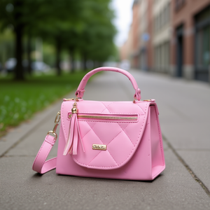 Bolso Bandolera Fana Rosa de 6 Pulgadas, Estilo Vintage, con Cierre de Cremallera y Diseño de Diamantes, Correa Única, para Uso Diario - Product Image 2