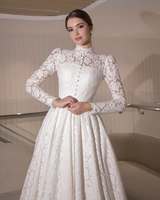 Mily nuptiale MW308 nouveau Style robe de mariée à manches longues avec boutons dentelle élégante moelleuse une ligne robe de mariée modeste