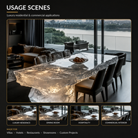 Usine OEM/ODM pour la fabrication sur mesure de tables à manger et de tables basses en résine transparente de luxe pour villas