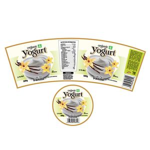 Etiqueta para Yogur Orgánico 500g Bajo en Grasa Vainilla, Adhesivo Semicircular de Papel con Código de Barras - Product Image 1
