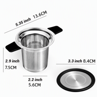 Infuseur à thé en acier inoxydable, filtre à thé en vrac, panier à mailles fines, poignée en silicone détachable, anti-brûlure, qualité alimentaire FDA