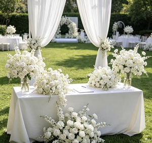 Centrotavola di Lusso con Sfera di Fiori in Seta Colorata, Decorazione per Matrimoni e Natale, Rose Artificiali Rosa e Fiori di Gypsophila - Product Image 3
