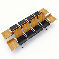 Chaise d'attente moderne 3 places, chaises de salle d'attente d'aéroport et d'hôpital, banc public avec dossier en bois et pieds en métal