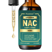 Complément alimentaire liposomal végétalien NAC 600 mg en gouttes, marque privée OEM, pour la santé du foie, des poumons et antioxydant, avec Quercétine et Zinc