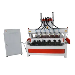 Multi-process 4 axis cnc router machine 2,4,6,8 spindles matched with Rotary device High Efficiency 3D processing machinery