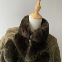 Jxwatcher vente en gros manteau en tricot doux manches pull col montant personnalisé épais chaud hiver flou véritable manteau de fourrure de lapin femme