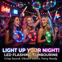Tambourin lumineux pour fêtes, tambourin LED clignotant, tambourin musical clignotant, luminaire de concert portable
