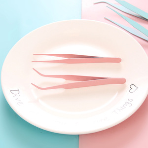 Nhíp lông mi màu hồng Bột tráng bạc tip với bạc long lanh mở rộng lông mi nhíp Sticker Clip văn phòng phẩm công cụ - Product Image 3