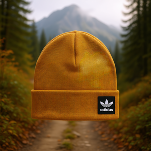Adidas Originals Grove Bonnet Unisexe Jaune en Acrylique Tricoté pour l'extérieur Hiver Coupe Classique avec Badge Logo Avant - Product Image 2