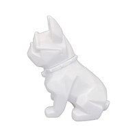 Vente en gros de tirelires en résine de bouledogue français blanc de 28 cm, artisanat pour enfants, peinture fluide DIY, décorations pour la maison