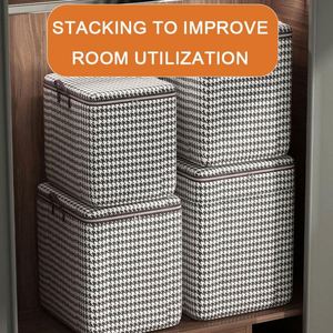 Large Capacity Modern Design Rectangle <b>Wardrobe</b> Organizer <b>Box</b> Big Fabric Foldable Clothes Quilt Storage Bag with Handle - Product Image 2