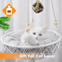 Tissé à la main écologique moderne suspendu nid de chat filet pour animaux de compagnie panier pour chat mural utilisation intérieure
