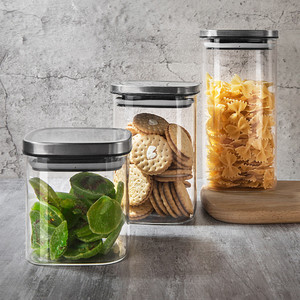 Square Glass Jars Sealed Glass Canisters Kitchen Food Borosilicate Storage Jars with Airtight Lids