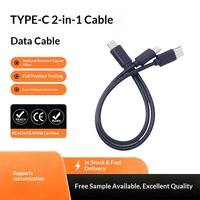 Câble de données Type-C 2-en-1, conducteur en cuivre pur, PVC, pour téléphones mobiles, appareils Android - Câble court portable, charge rapide 2A