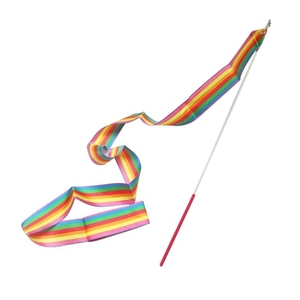 Ruban de danse fluide en satin rayé arc-en-ciel pour enfants, idéal pour le ballet et les spectacles sur scène (vente en gros) - Product Image 4