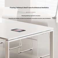 Table de conférence rectangulaire en bois massif, design minimaliste moderne, détachable, pour négociations, bureau commercial, couleur blanche