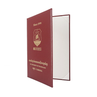 Cubierta de Certificado de graduación de cuero de grano Soporte de diploma de grado personalizado A4 con logotipo personalizado