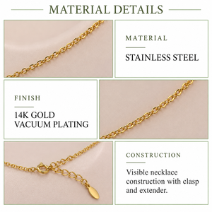 Collier en acier inoxydable à chaîne fine avec placage sous vide en or 14 carats, 41+8 cm, bijoux minimalistes pour superposition - Product Image 3
