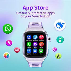 Montre connectée pour enfants et adolescents avec <span class=keywords><strong>application</strong></span> Android AI, batterie de 950 mAh, suivi GPS en temps réel, fonction SOS, écran incurvé, cadeau pour enfants. - Product Image 1